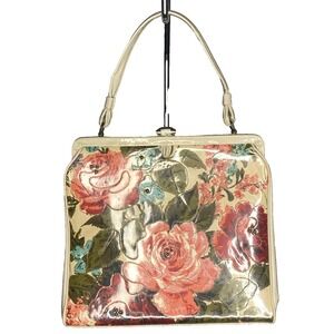 VTG‎ 50s SOURE BAG NEW YORK NEEDLE POINTED coasted stitched FLORAL HANDBAG PURSE